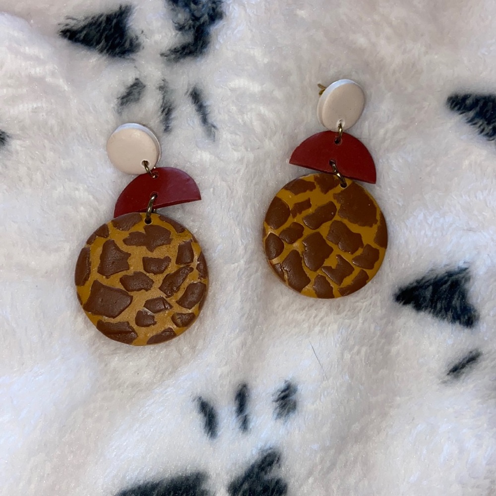 hand made giraffe printed earrings